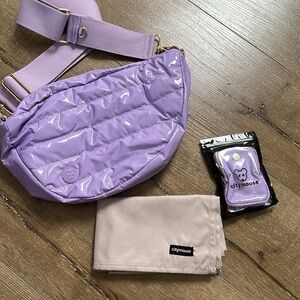 City Mouse Lilac Puffy “Diaper” Bag with matching pouch NWOT
